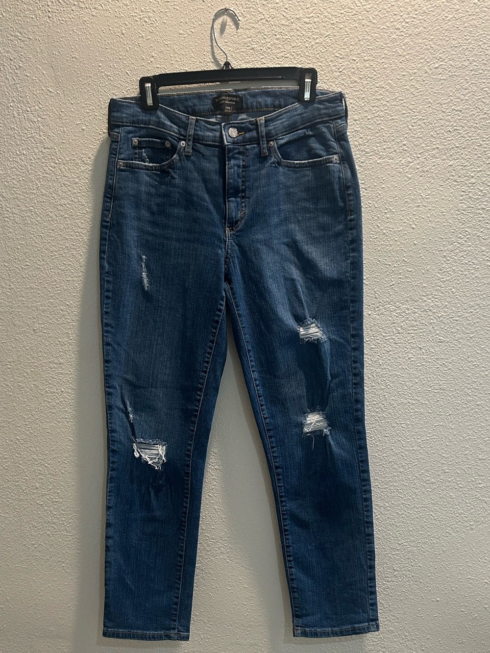 Banana Republic Dark Blue Skinny Distressed Jeans